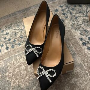 J Crew Factory Crystal-Bow Kitten Heels, 6.5